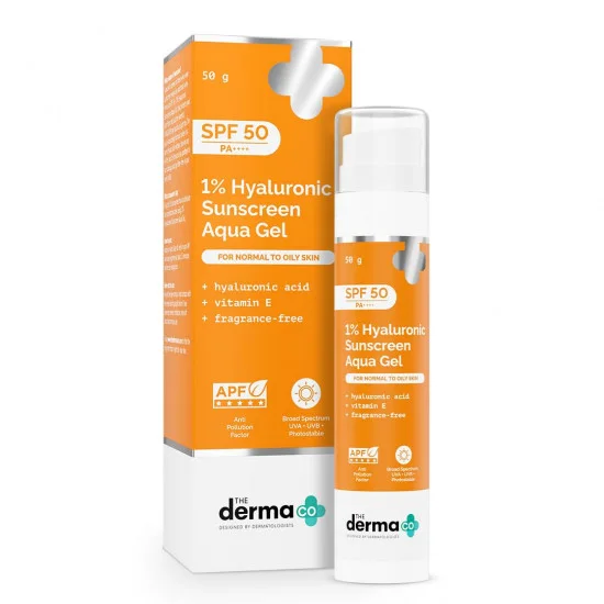 The Derma Co 1% Hyaluronic Sunscreen Aqua Gel SPF 50 PA++++