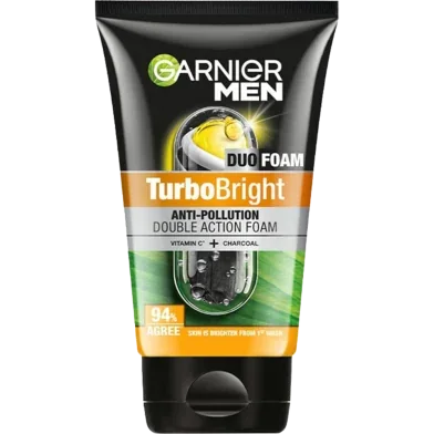 Garnier Men Turbo Bright Anti-Pollution Double Action Face Wash 100g